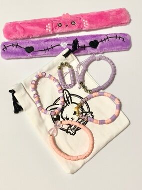 Plushie Dreadfuls Lavender Love Beaded Bracelet s + 2 Plush Slap Bracelets NEW